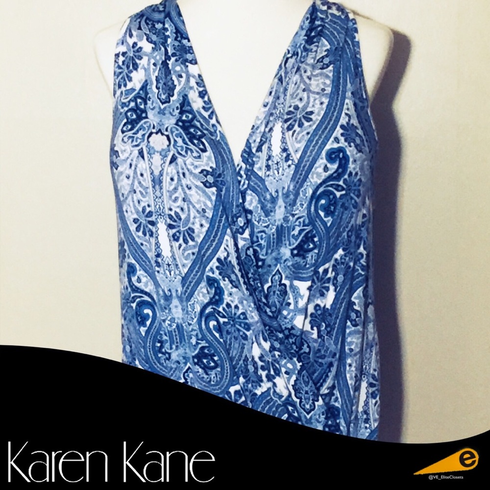 EUC KAEN KANE Blue Paisley Sleeveless Top L
